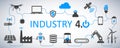 Industry 4.0 infographic factory of the future - vector Royalty Free Stock Photo